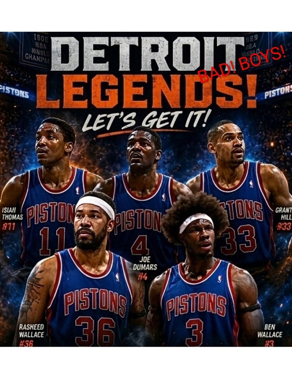 NEW!💯 DETROIT PISTONS 8.5x11 ULTRA PREMIUM GLOSSY SELF CREATED ART POSTER!